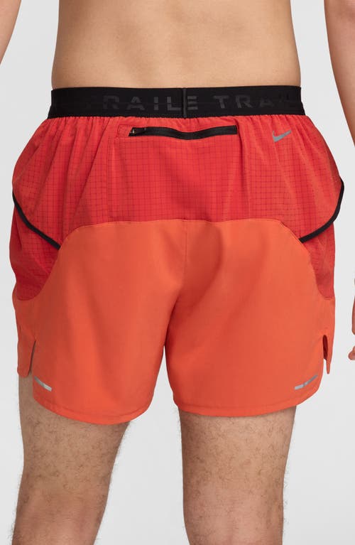 Shop Nike Second Sunrise 5-inch Brief Lined Trail Running Shorts In Vintage Coral/dragon Red