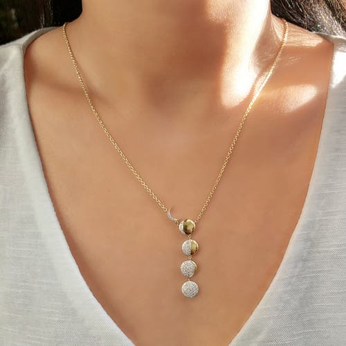 Shop Luvmyjewelry Moon Transformation Sterling Silver Diamond Necklace In 14kt Gold Vermeil On Sterling