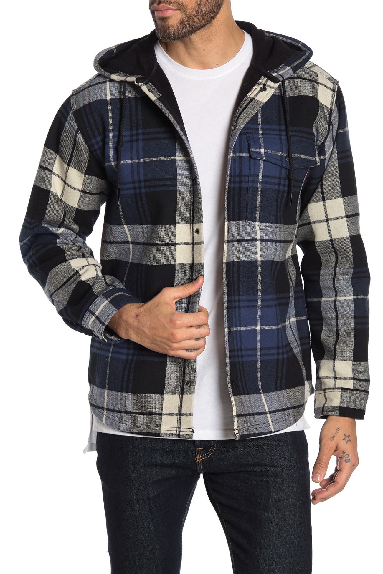 Wolverine | Bucksaw Plaid Flannel Fleece Lined Hooded Shirt Jacket ...
