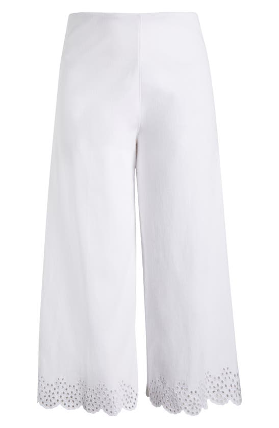 Shop Lyssé Eyelet Embroidered Wide Leg Crop Pants In White