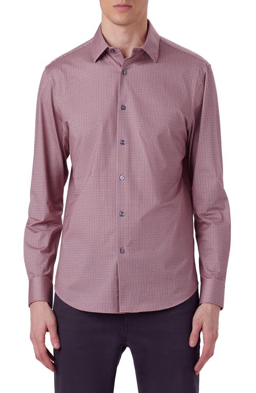 Bugatchi James OoohCotton® Geo Print Button-Up Shirt in Salmon 