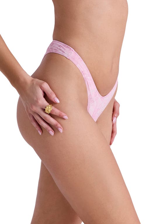House Of Cb Capri-k Paisley High Leg Bikini Bottoms In Pink Paisley