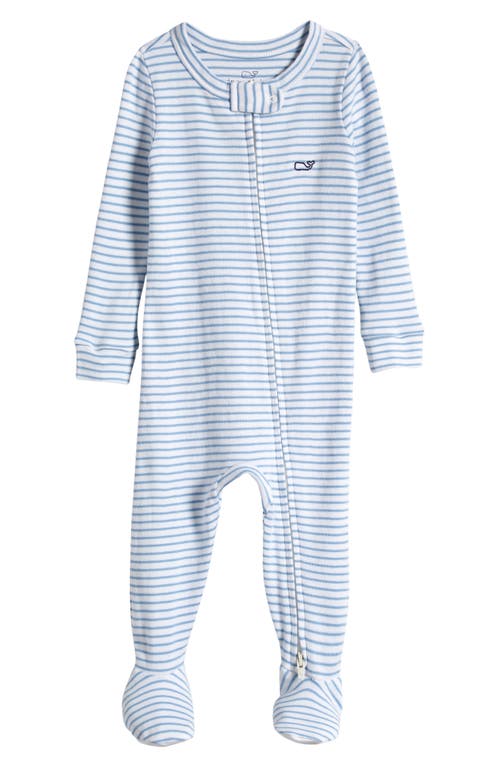 Shop Vineyard Vines Stripe Pima Cotton Footie In Dockside Blue