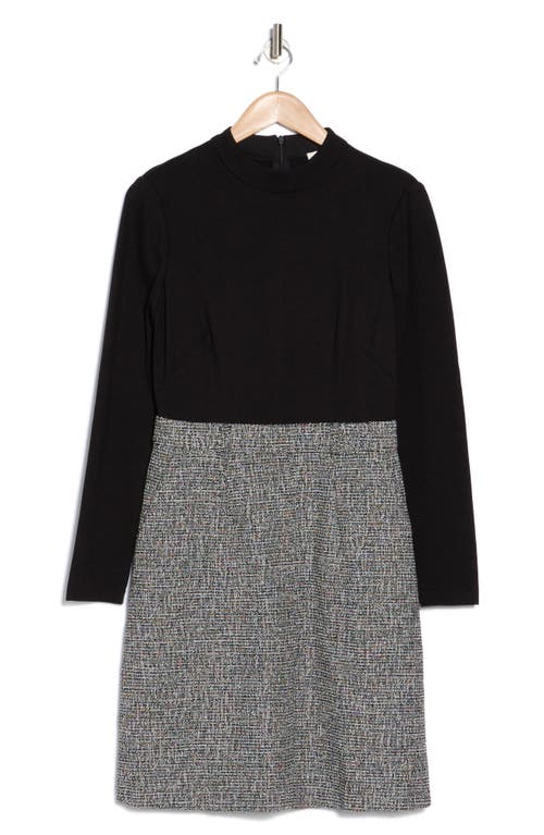 Eliza J Twofer Mock Neck Long Sleeve Dress In Black