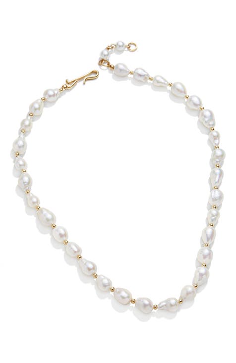 Surfer Style White Pearl Necklace