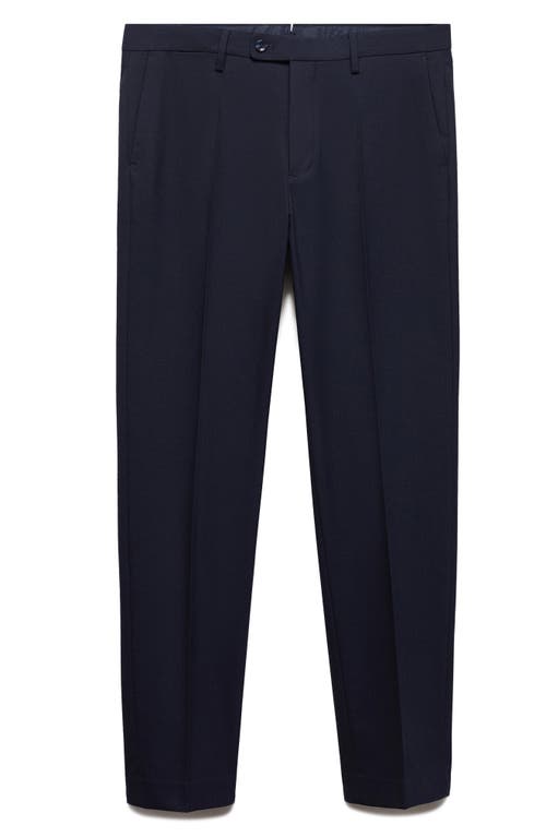 Shop Mango Superslim Fit Navy Flat Front Stretch Dress Pants