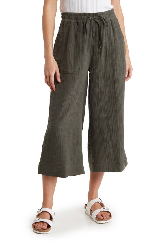 Supplies By Union Bay Dennie Double Face Gauze Crop Pants In Fatigue