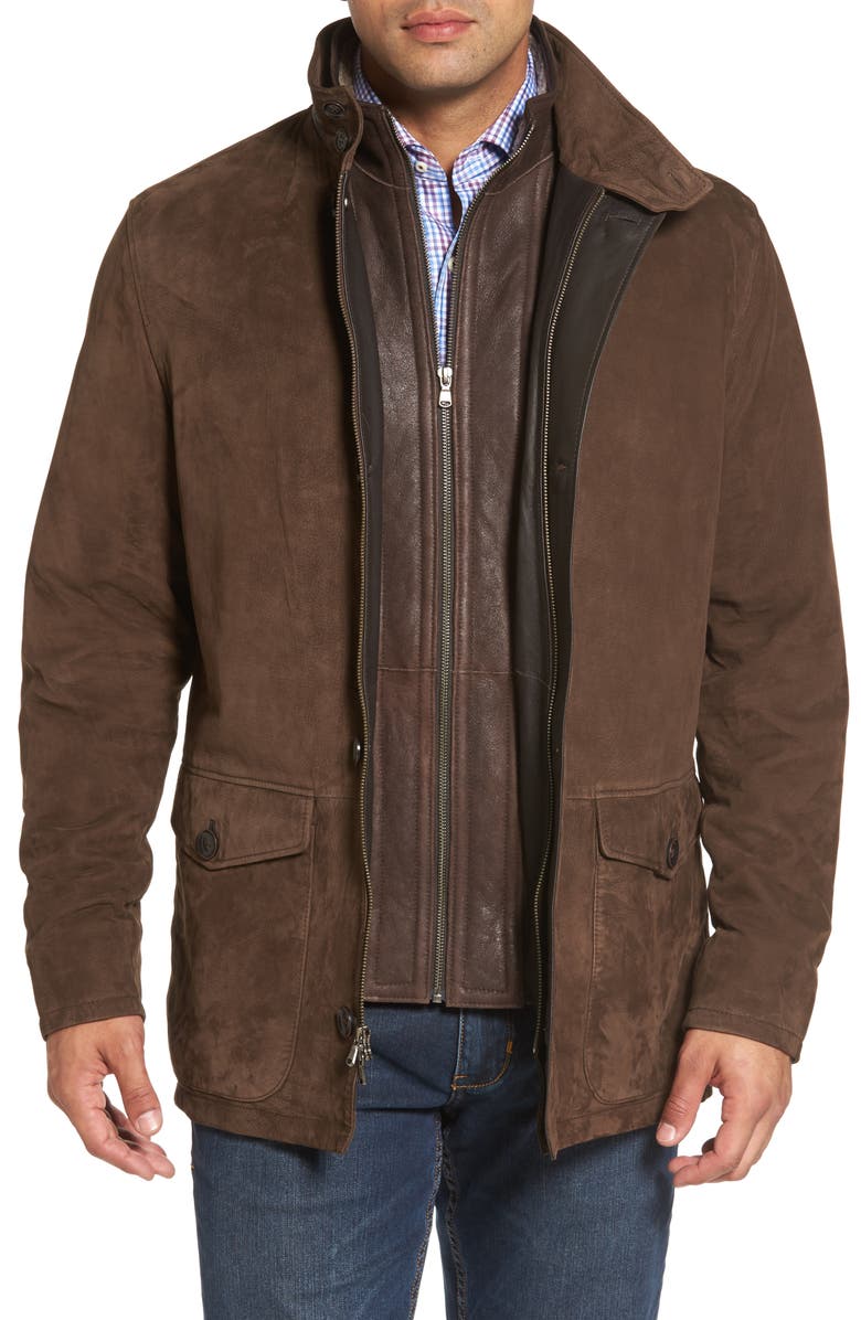 Peter Millar Steamboat Leather Jacket with Genuine Shearling Lined Bib ...