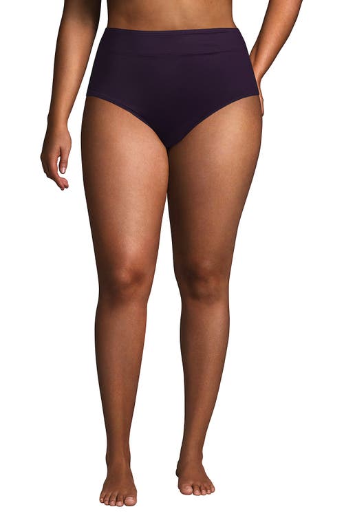 Shop Lands' End Plus Size Tummy Control High Waisted Bikini Swim Bottoms In Blackberry