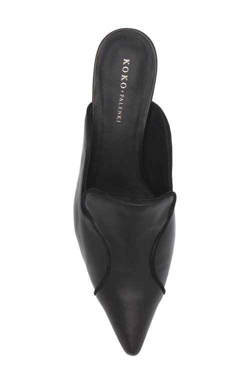 Shop Koko + Palenki Parker Pointed Toe Kitten Heel Mule In Black Leather