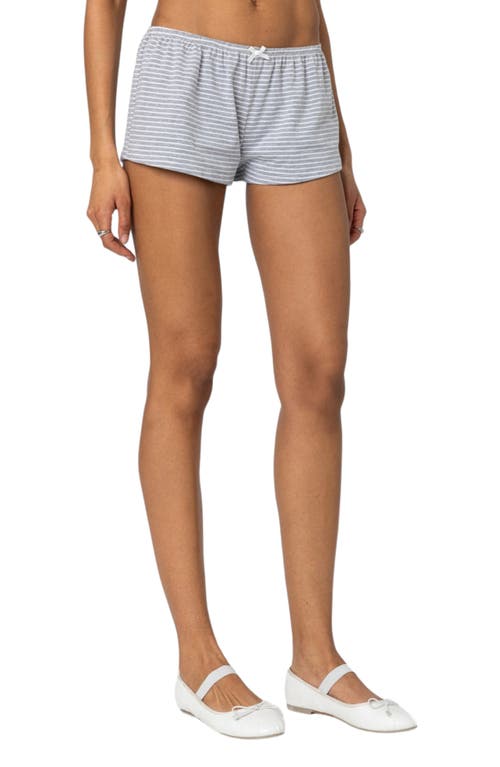 Edikted Astor Stripe Shorts In Gray-and-white