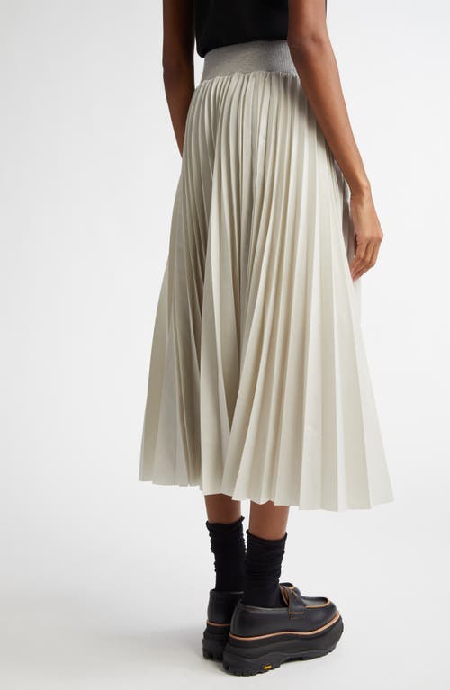 Shop Sacai Pleated A-line Skirt In Light/gray