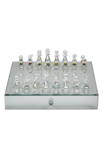 Shop Sagebrook Home Crystal Piece Mirrored Chess Board Set In Silver