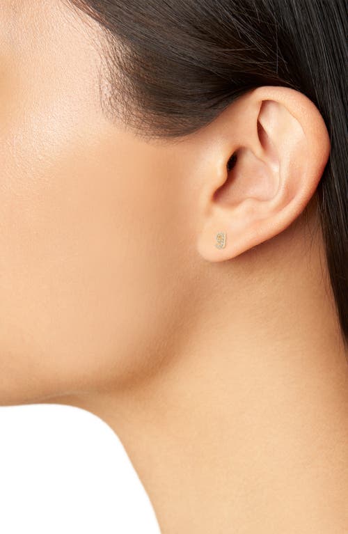 Argento Vivo Sterling Silver Pavé Cubic Zirconia Initial G Flatback Stud Earring In Gold