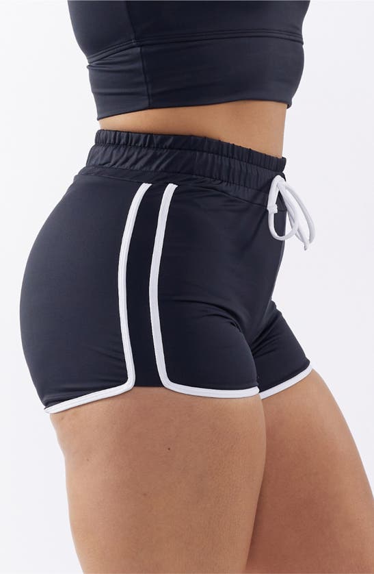 Tomboyx High Waist Swim Shorts In Black Novelty