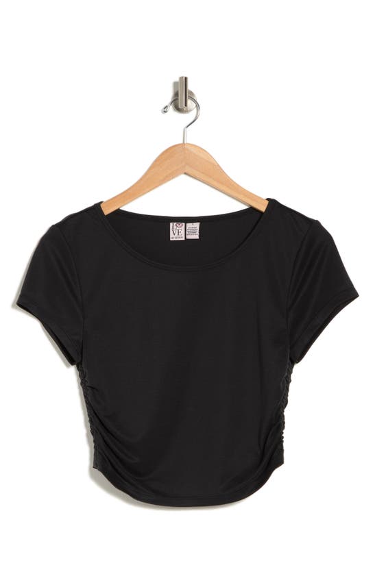 Shop Love By Design Tashia Ruched Side Crop T-shirt In Black
