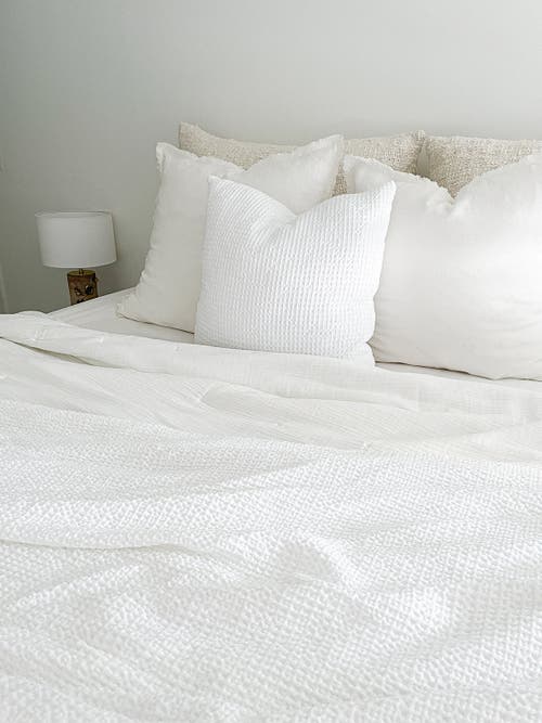 Anaya Cool Cotton Waffle Weave Pillow With Down Alternative Insert In White