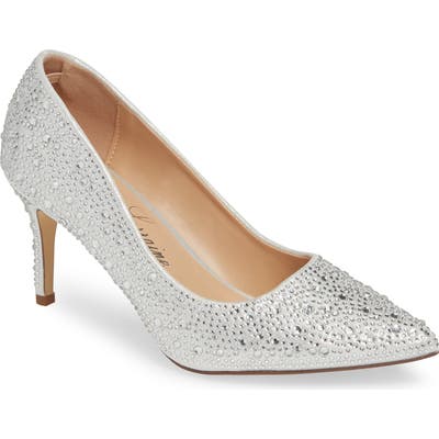 Lauren Lorraine Jewel Pointy Toe Pump- Metallic