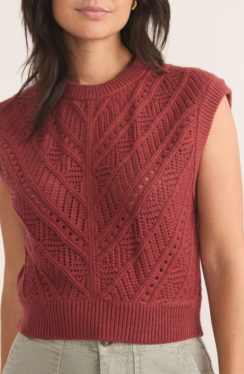 Marine Layer Brooke Textured Sweater Vest In Chili Oil
