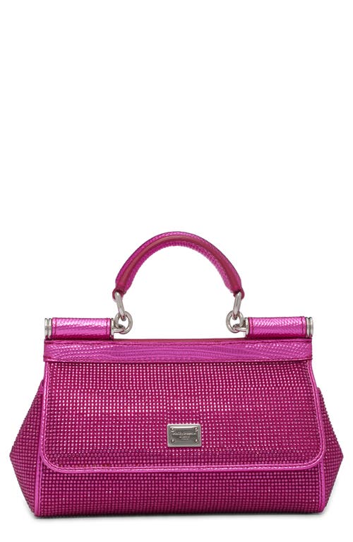 Dolce & Gabbana Small Sicily Satin & Rhinstone Handbag in Fuchsia at Nordstrom