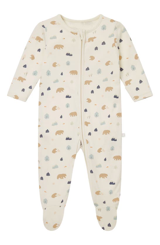 Mori Bear Print Zip-up Romper In Bear Print