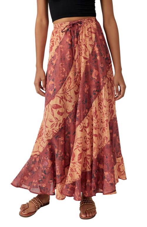 Free People Jackie Floral Maxi Skirt in Brick Combo