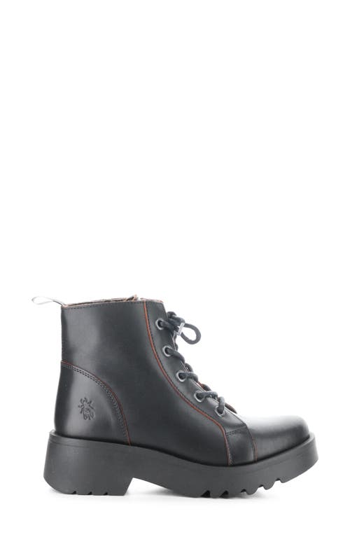 Fly London Metz Combat Boot In Black/ Red Java