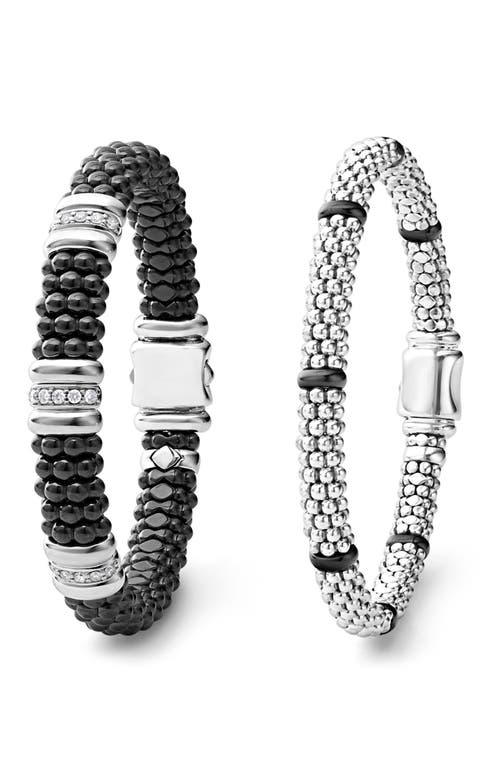 LAGOS Set of 2 Ceramic & Diamond Rope Bracelets in Silver Black at Nordstrom