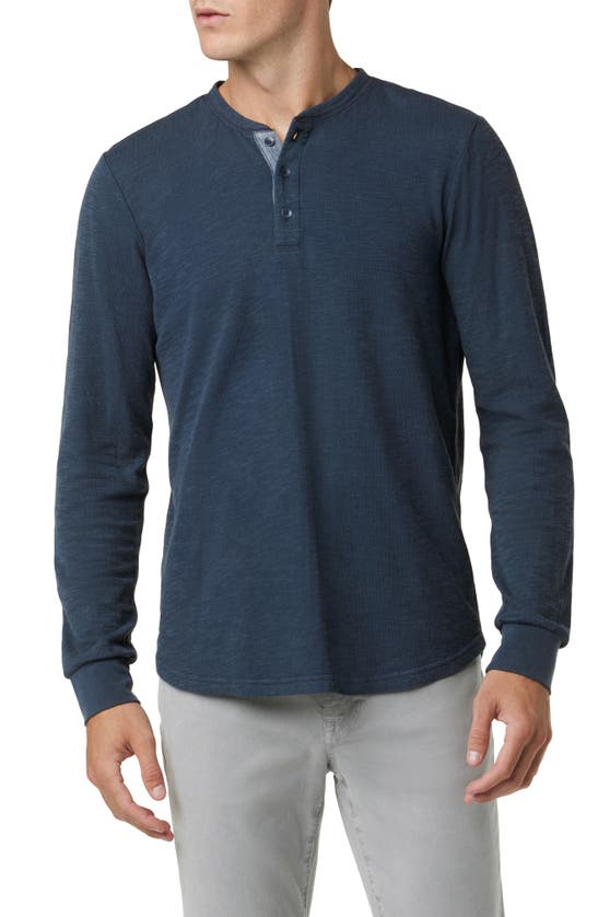 Shop Joe's Double Face Thermal Henley Shirt In Vintage Navy