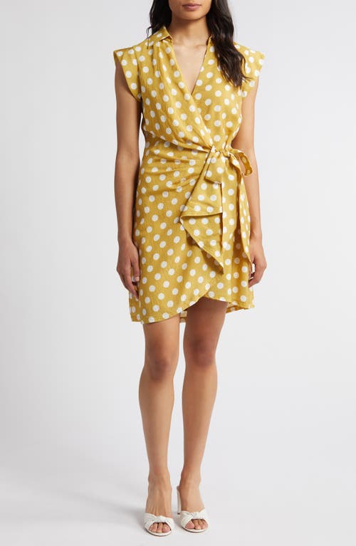 Btfl-life Polka Dot Wrap Dress In Yellow Multi