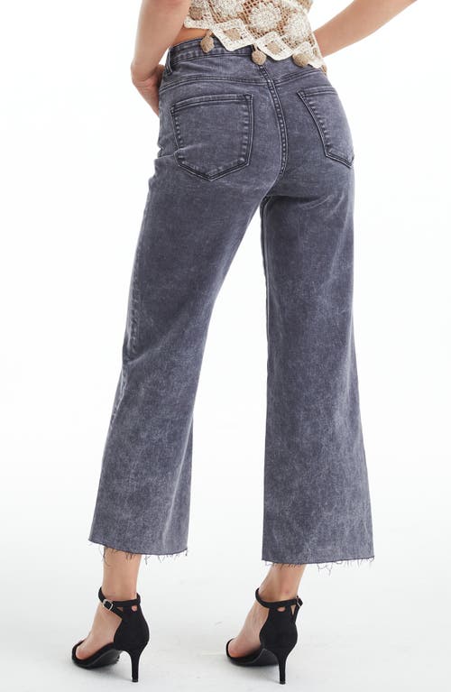 Shop Bayeas High Waist Raw Hem Ankle Wide Leg Jeans In Graphite