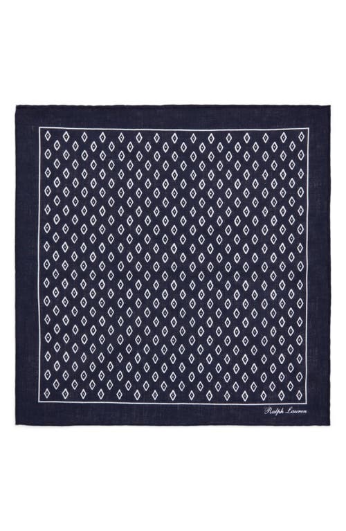 Ralph Lauren Purple Label Diamond Linen Pocket Square in Navy at Nordstrom