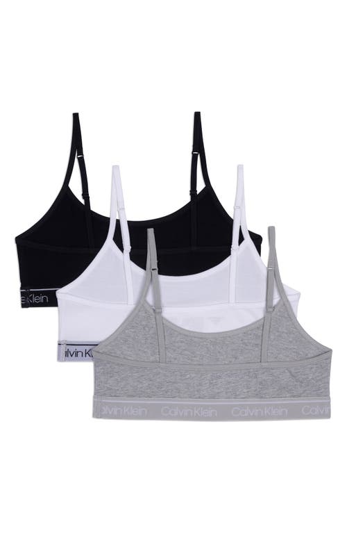 Shop Calvin Klein Kids' Assorted 3-pack Stretch Cotton Bralettes In Heather Grey/black/white