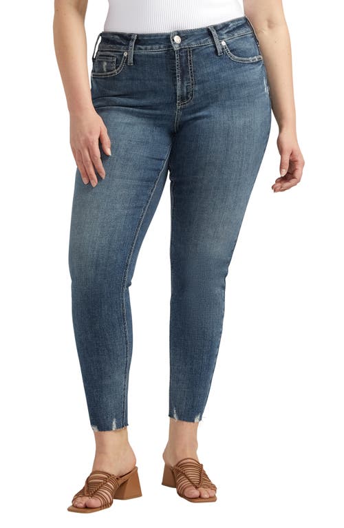 Silver Jeans Co. Suki Curvy Raw Hem Mid Rise Skinny Indigo at Nordstrom, X 29