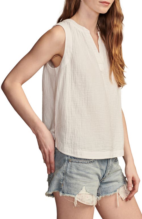 Shop Lucky Brand Popover Gauze Sleeveless Top In Bright White