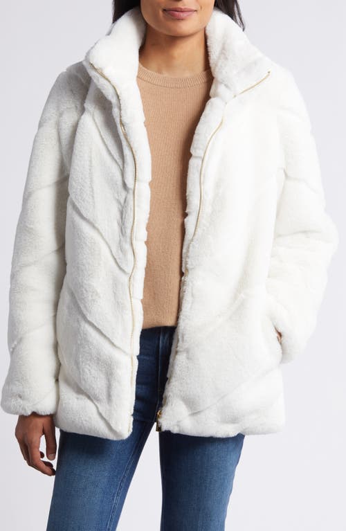 Shop Via Spiga Chevron Faux Fur Jacket In Winter White