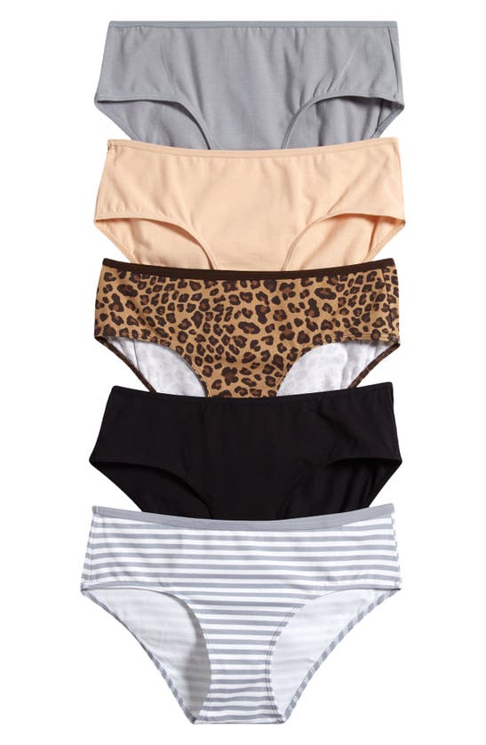 Shop Abound Quinn Assorted 5-pack Hipster Panties In Tan Leopard Multi