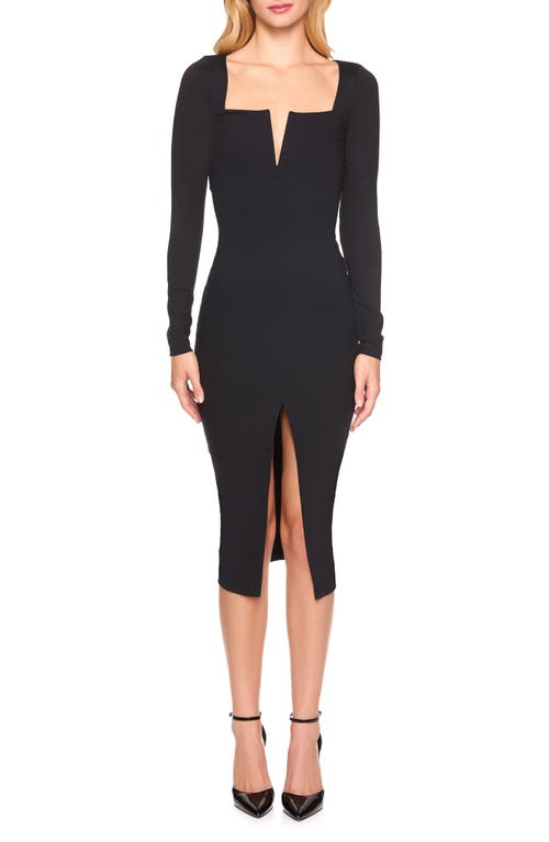 Susana Monaco Notched Wire Neck Long Sleeve Dress in Black 