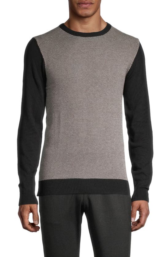 Soul Of London Crewneck Textured Sweater In Black