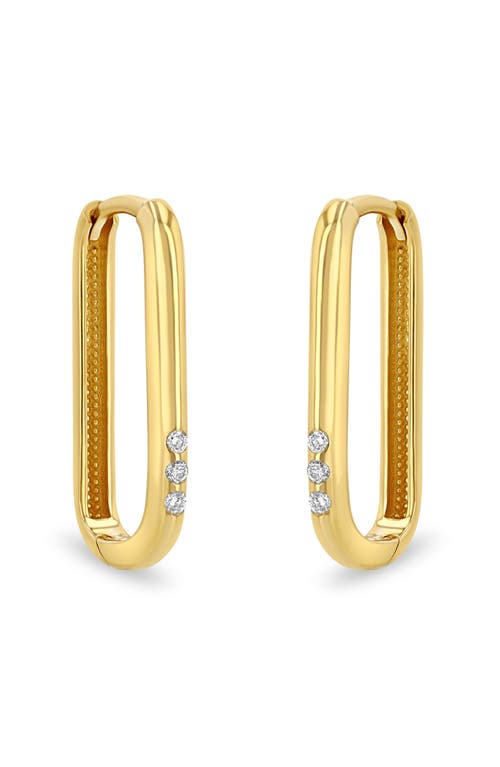 Zoë Chicco Three Diamond Oval Hoop Earrings in 14K Yellow Gold at Nordstrom