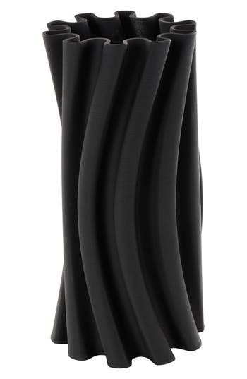 Vivian Lune Home Black Ceramic Vase In Black