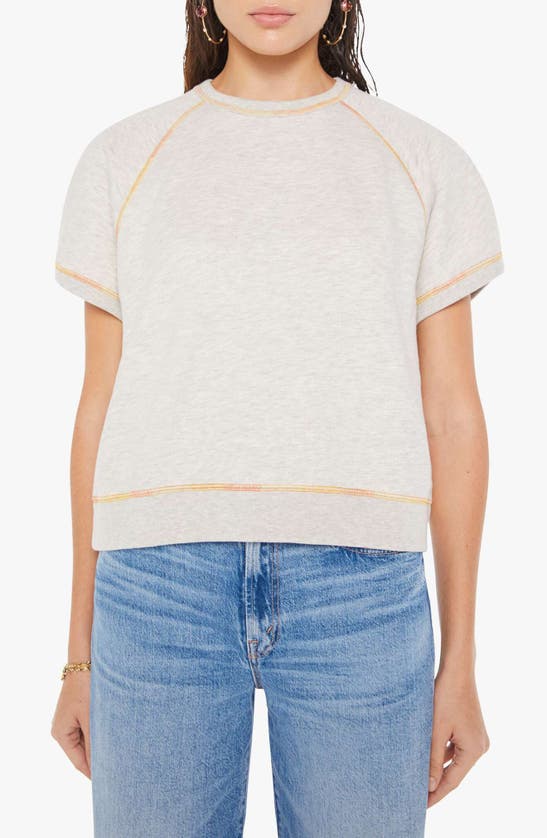 Shop Mother The Tucked Away Contrast Stitch T-shirt In Heather Oatmeal