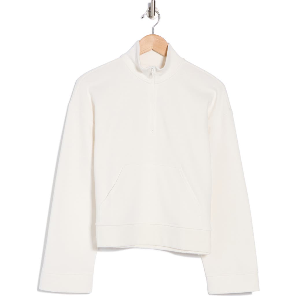 Shop Z By Zella Feather Fleece Half-zip Pullover In Ivory Cloud