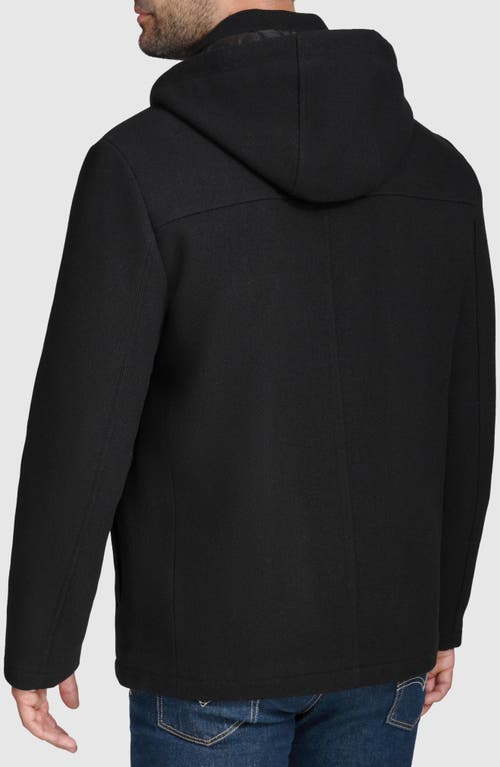 Cole Haan Signature Wool Blend Hooded Field Jacket In Black