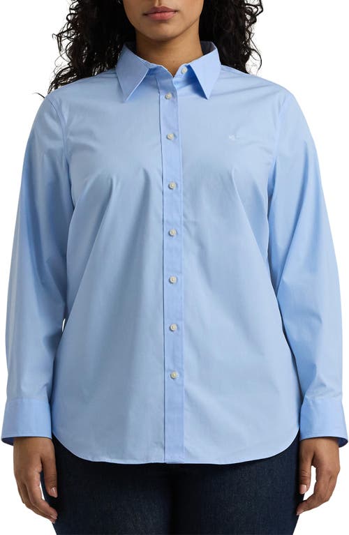 Shop Lauren Ralph Lauren No-iron Stretch Cotton Shirt In Blue