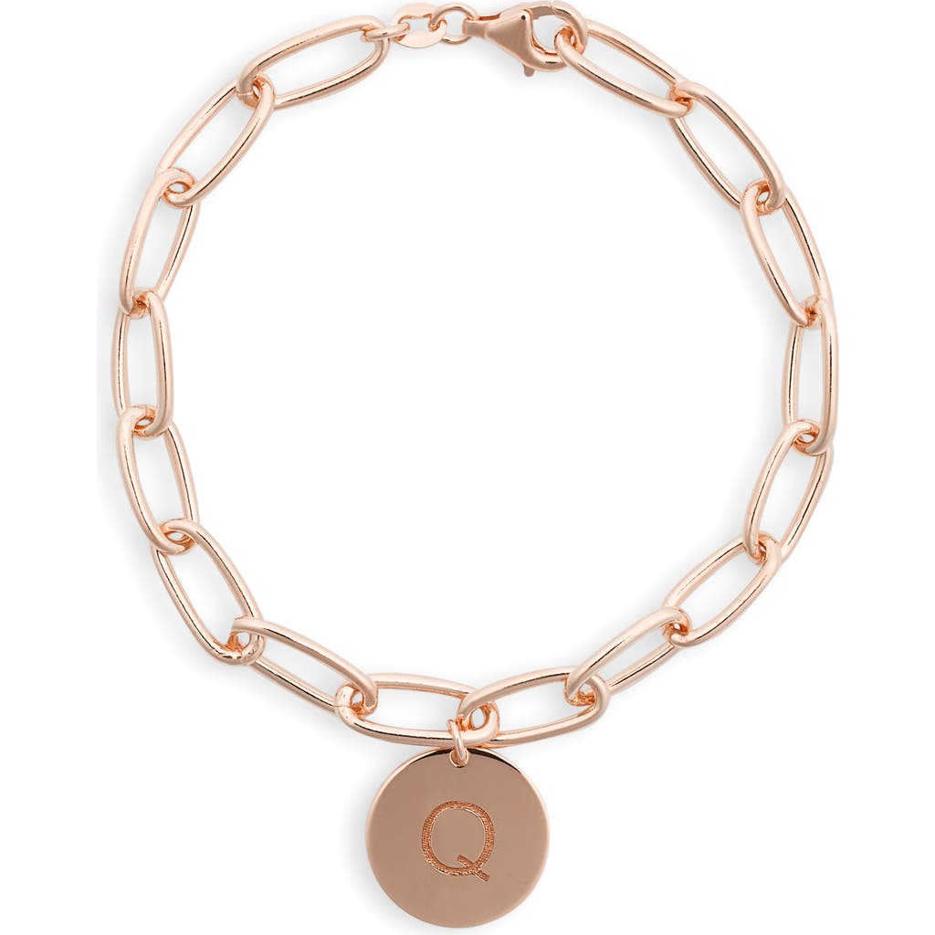 Meshmerise Initial Disc Charm Bracelet In Rose-q