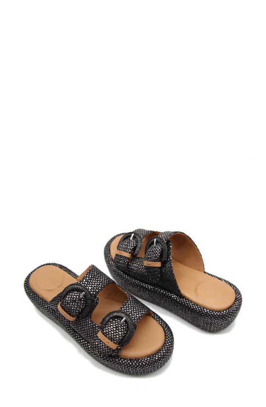 Gentle Souls By Kenneth Cole Theresa Platform Slide Sandal In Pewter Raffia