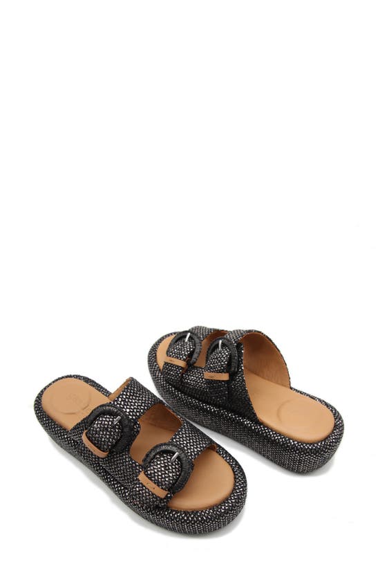 Shop Gentle Souls By Kenneth Cole Theresa Platform Slide Sandal In Pewter Raffia