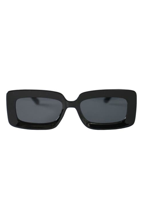 River 51mm Polarized Rectangular Sunglasses in Black/Black