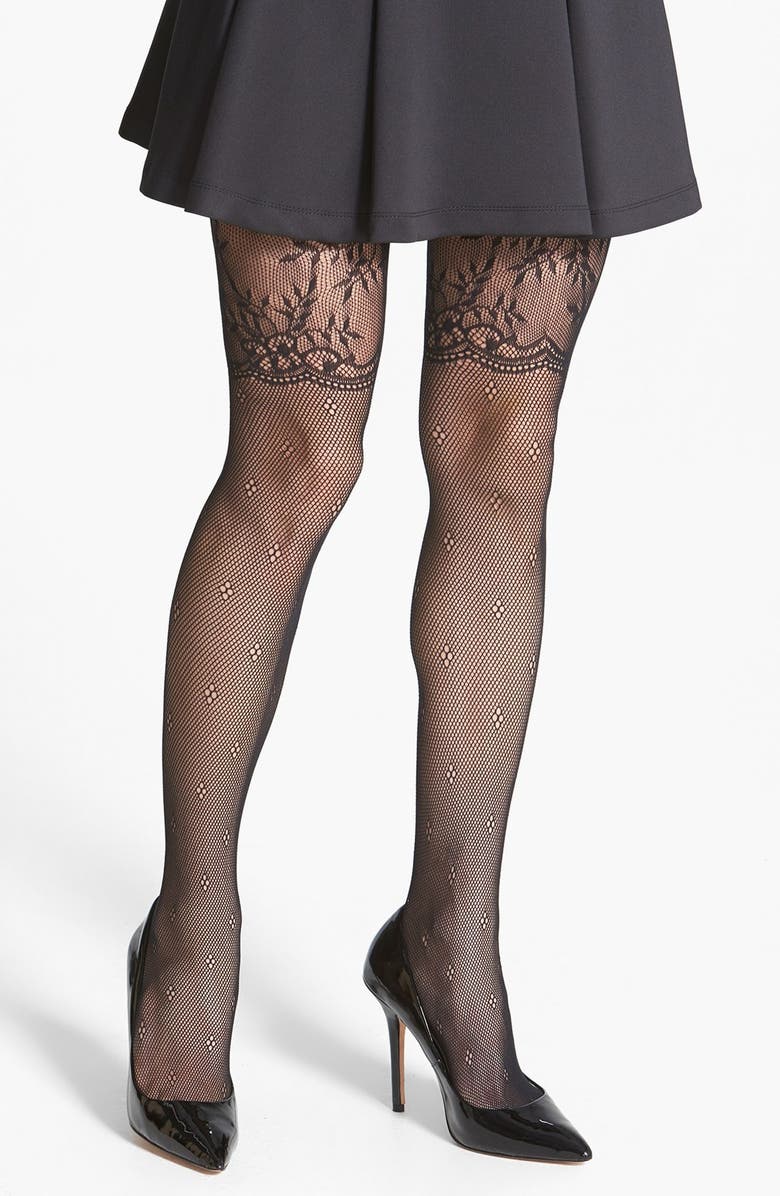 Alice + Olivia by Pretty Polly Lace Fishnet Mock Thigh High Tights ...